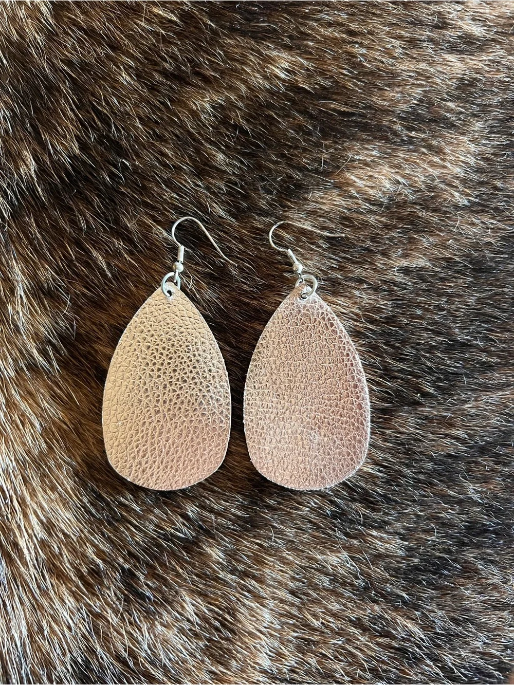 Leather Teardrop Dangle Earrings